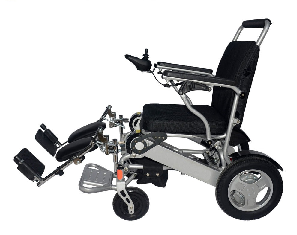 E-Traveller power chair fitted with the elevating swing-away leg rests